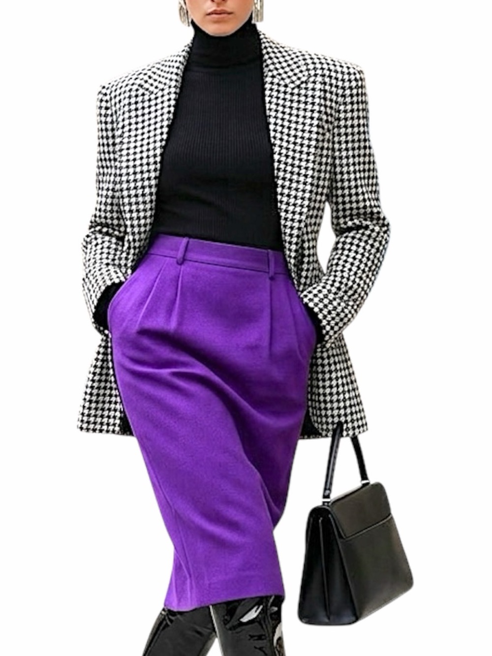 Vintage 80s pure wool royal purple old money quiet luxury straight midi skirt 10